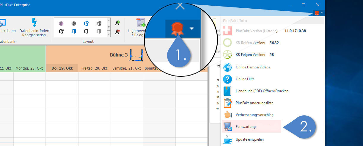 Fernwartung aus PlusFakt starten