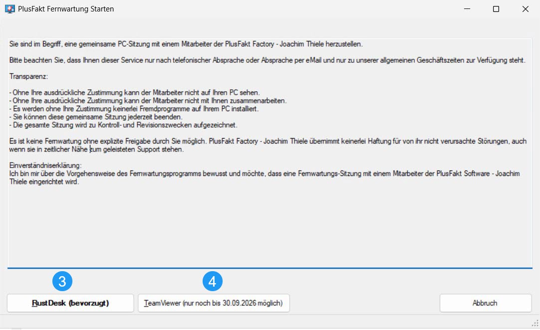 Fernwartung Auswahl