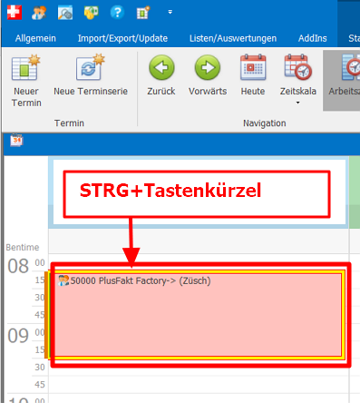 Farbliche Konfiguration und Zuordnung mit STRGTastenkürzel PlusFakt Enterprise