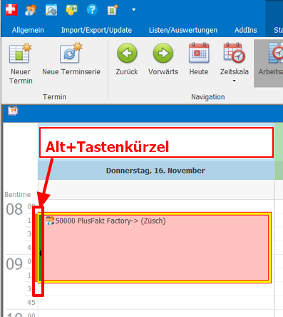 Farbliche Konfiguration und Zuordnung Alt+Tastenkürzel PlusFakt Enterprise Kopie