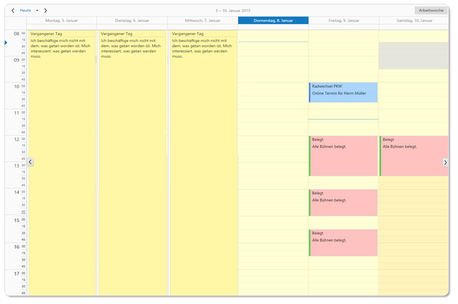 Online Terminkalender Wochenansicht