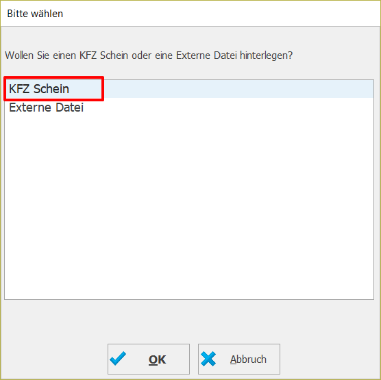 Fahrzeugschein als PDF hinterlegen in Branchenlösung_B2