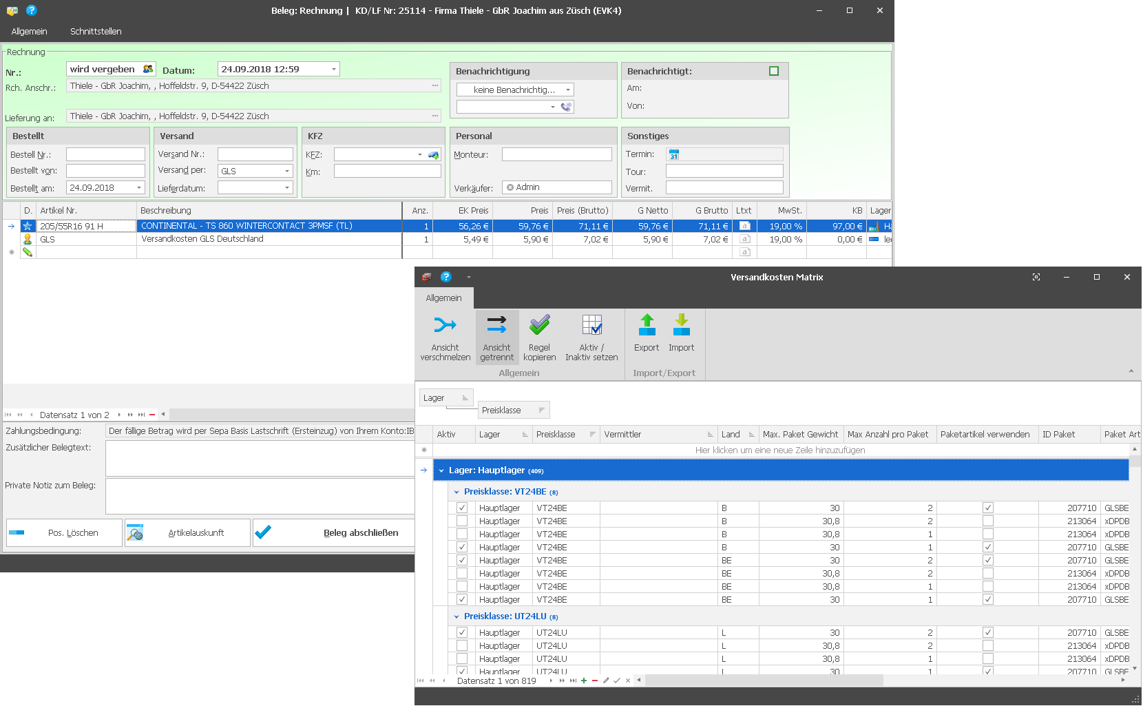 PlusFakt Enterprise Software Automatische Versandkostenkalkulation