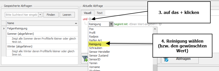 Aktuelle Abfrage Tabellenfilter in den Einlagerungen PlusFakt Enterprise