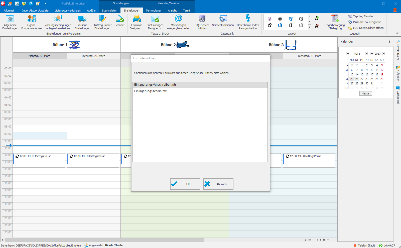 Einlagerungs-Anschreiben senden im Werkstatt Reifenprogramm PlusFakt Enterprise: Formular wählen