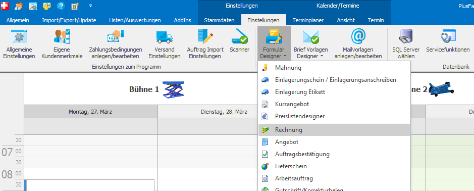 Unterschiedliche Beleg-Layouts für Original und Kopie: Formularvorlage öffnen in PlusFakt Enterprise