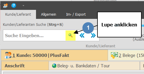 Kunden-/Lieferantenliste anzeigen lassen für Export in der Reifenhandel Software PlusFakt Enterprise