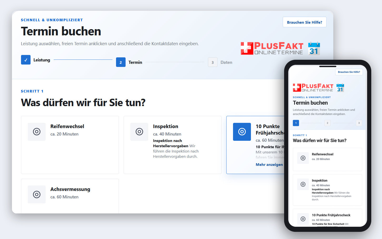 Online Werkstattkalender im neuen Design auf Desktop und Smartphone