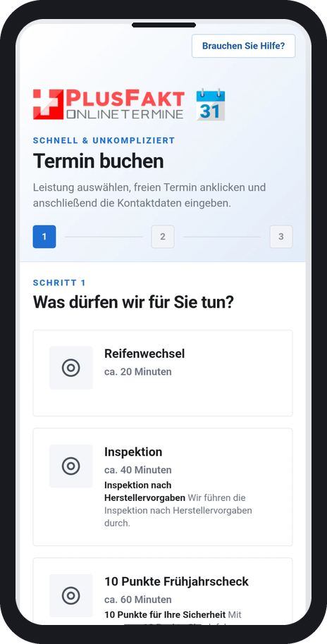 Online Werkstattkalender im neuen Design auf dem Smartphone